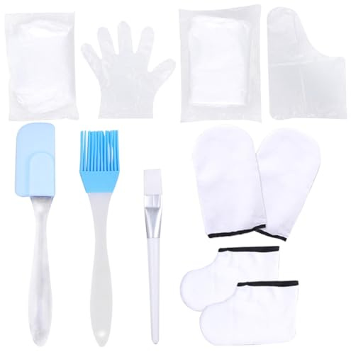 SEWACC Soin des Mains Pieds en Paraffine Taille Unique Hydratant et Exfoliant Spa Maison Moufles et Couvre-pieds en Coton Blanc Couleur Aléatoire