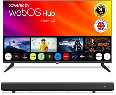 Cello 43 Smart LED TV with 80W 2.1 channel Bluetooth soundbar, webOS, Netflix, Prime Video and HDMI