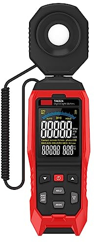 GYZOUKA Misuratore di Luce Digitale, Tester di Illuminamento dello Schermo a Colori a 5 Cifre 0-200000 Lx/Fc, con Sonda Rimovibile per Fabbrica, Ufficio, Casa
