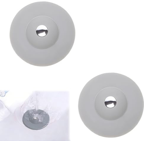 Abflussstopfen Silikon Universal – 2 Stück Waschbeckenstöpsel & Badewannenstöpsel mit Press- und Haarsieb-Funktion – Praktisches Abflusssieb für Spülbecken, Waschbecken & Bad – Grau