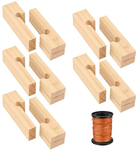 Incycall 10 Pcs 4 Inch Wood Masonry Line Blocks with 164Ft Polyester Mason Line, Complete Bricklaying Tools Kit