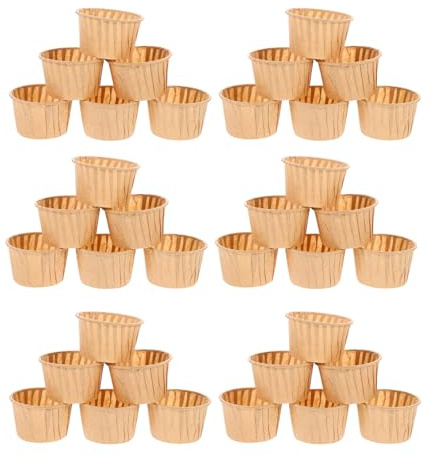 FOMIYES Lot de 100 Caissettes à Muffins en Papier Sulfurisé Naturel, Résistant la Graisse, 5 Cm de Diamètre, Moules à Pâtisserie pour Cupcakes, Muffins et Desserts, Utilisation
