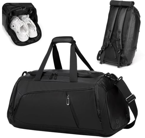 Premium Sporttasche 40L mit Schuhfach & Nassfach & Isolierschicht und Laptopfach, 3-in-1 Rucksack, Robuste & wasserdichte Duffle Bag für Weekender, Fitnessstudio, Reisen, Hochwertige Verarbeitung