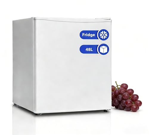 Techomey Frigorifero Piccolo 48 L, Mini Frigo 220V 240 V, Porta Reversibile, Frigo Piccolo per Casa, Ufficio, Camera da Letto e Appartamento, 0 – 10 ℃, Bianco