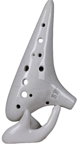 Keramik-Okarina-Instrumente, 12-Loch Keramik-Okarina C Tune Mehrfarbig(White)