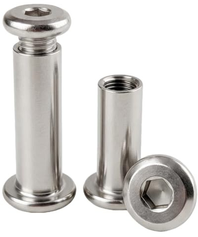 SHBAOCH M4 x 10mm Hülsenschrauben Verbindungsschrauben Set, 20 Stück Edelstahl Möbelschrauben mit Hülsenmutter, Gewindehülse Schraubhülsen Möbelschrauben für Möbeln Schränken Holzbret