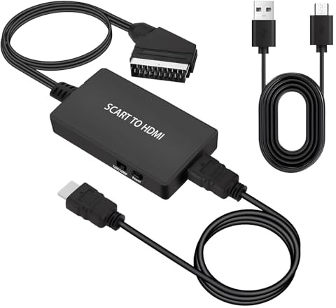 Bravien SCART to HDMI Converter with Cable, Convert SCART to 1080P HDMI for TV, Monitors, and Projectors - Plug & Play, Broad Compatibility with DVD Players, Game Console Set, Top Box