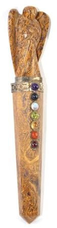 Jet Miriam Angel Chakra Wand Stick Approx. 5.5 inch Energized Healing Chakra Reiki Chakra Balancing Gemstone Wand Stick