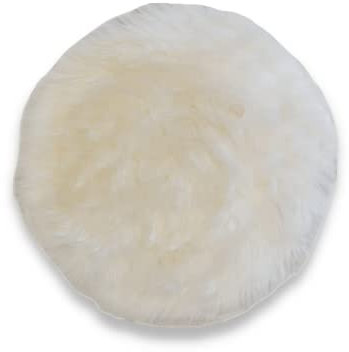 Leibersperger Felle Lammfell Sitzkissen rund Ø 40cm – Echtes Merino Lammfell – rutschfest – Gemütlich und wärmend – Optischer hingucker – Lange Haltbarkeit (weiß)