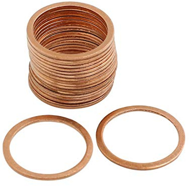 sourcing map 20pcs Joint Cuivre 22mm Dia Interne Rondelle Cuivre étanchéité joint