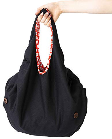 IPPINKA Multifunktionale Tasche und Matte, japanischer traditioneller Wickelstoff, Schwarz/Rot