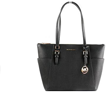 Michael Kors Charlotte - Borsa grande con zip, nero, Large
