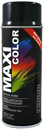 Maxi Color NEW QUALITY Sprühlack Lackspray Glanz 400ml Universelle spray Nitro-zellulose Farbe Sprühlack schnell trocknender Sprühfarbe (RAL 9017 Verkehrsschwarz glänzend)
