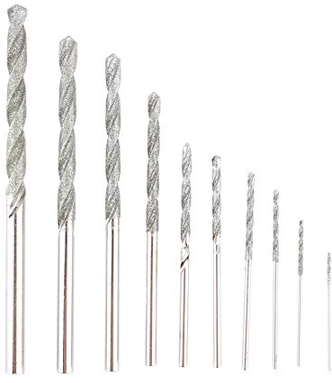 Juego de brocas de diamante, 10 piezas / juego Juego de brocas con punta de diamante Brocas para piedra de baldosas de vidrio 0.8-4.0mm,