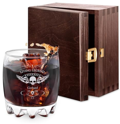 Maverton Whisky Glas 310 ml mit Gravur - Whiskey glass personalisiert - Geschenk zum Geburtstag für Männer Männergeschenke - Living Legend