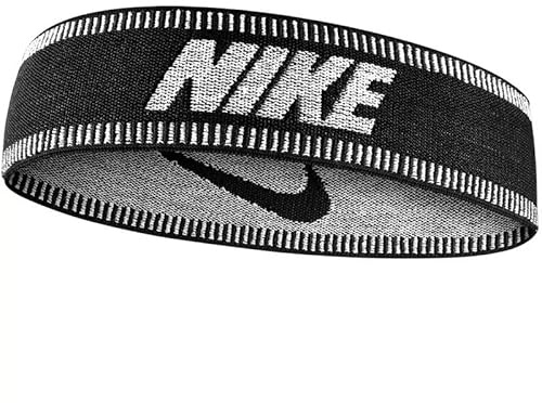 Nike M Sport Headband Stirnband in der Farbe: White/Black, aus 70% Baumwolle, 19% Nylon, 7% Polyester, 4% Gummi hergestellt, N.100.1612.101.OS