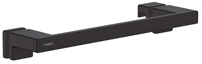 hansgrohe AddStoris - Duschtürgriff, Haltegriff Dusche, Handtuchhalter, Badetuchhalter, verdeckte Befestigung, Badezimmer Zubehör, Mattschwarz, 41759670