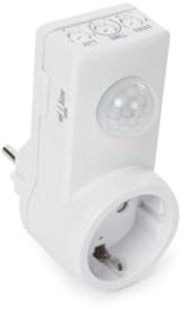 Perel Interruttore crepuscolare, regolabile, angolo di rilevamento 160°, portata di rilevamento 9 m, 230 V, 1,5 A, 300 W, messa a terra tedesca tipo F, bianco
