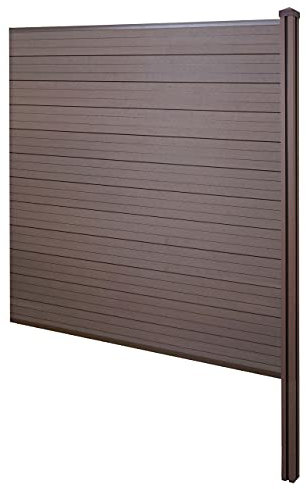 Mendler WPC-Sichtschutz Sarthe, Windschutz Zaun, WPC-Pfosten zum Einbetonieren, Erweiterungselement 188cm - braun
