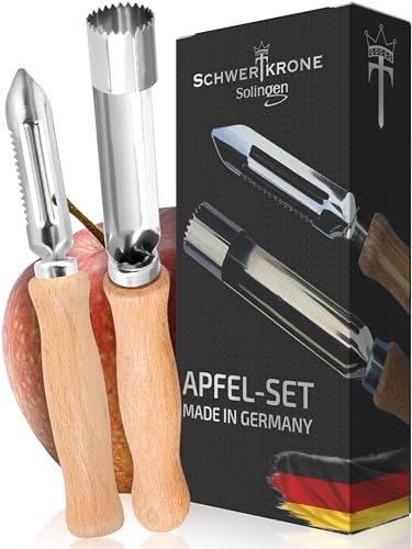 SCHWERTKRONE Descorazonador y pelador de manzanas [acero inoxidable] – descorazonador de manzanas – cortador de manzanas – cortador de anillos de manzana