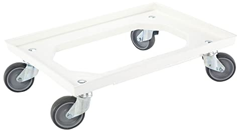 Karton EU Transportroller für Boxen 60 x 40 cm ohne Bremse Weiß, mit 4 Lenkrollen Rollwagen Euroboxen Eurobehälter