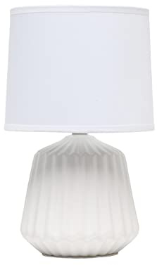Simple Designs LT1120-OFF Petite Mini Pleated English Ceramic Base Table Lamp, Off White