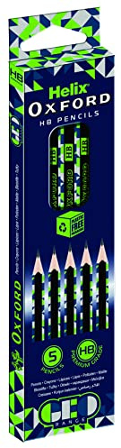 Helix Oxford Geo Pack of 5 HB Pencils - Green, (856202)