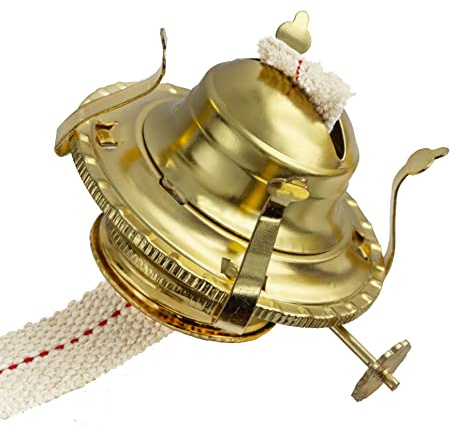 #2 Kerosene Lamp Burner/ Brass Plated Burner/ Oil Lamp Replacement Parts/ Oil Lamp Chimney Holder for Antique Hurricane Lamps (Gold)