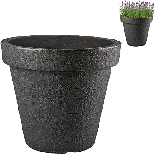 alles-meine.de GmbH Beton Optik - großer XXXL - Blumenkübel/Pflanzkübel - Ø 58 cm x 53 cm - 94 Liter - schwarz/anthrazit - rund - Gross - Kunststoff - Design Kunststoffkübel ..