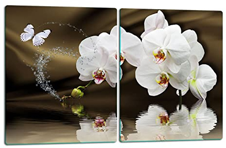 TMK ArtDeko Herdabdeckplatte 2 Teilig 2x40x52 cm - Spritzschutz Herdabdeckung – Herdschutz aus Sicherheitsglas – Robust, Hygienisch & Rutschfest– Schutz für Induktion, Ceran, Gas & Elektro