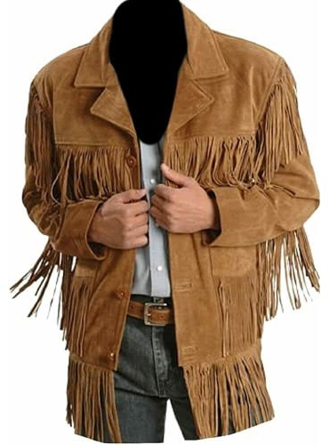 Quality Supply Traditional Western Cowboy Jackets for Men | Native American Suede leather Overcoat with Fringes | Men Fashion Jacket - Brown (as1, alpha, 3x_l, regular, regular, Suede, 3X-Large)