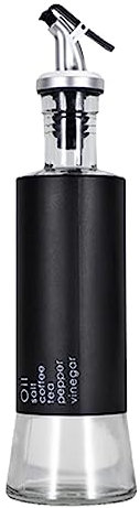 Tuzsocr Lot de 2 Bouteille Huile Olive,350ML Distributeur Huile & vinaigre,Bouteille d'huile en Verre en Acier Inoxydable,Bouteille en Étanche et Anti-Goutte,pour la Cuisson,Grillades,Salade (Noir)