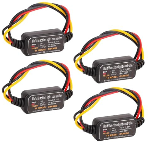 equlup Bremslicht-Blinker, 4 Stück DC9-26 V LED-Bremslicht-Blinker-Stroboskop-Controller, 16 Modi, Verstellbares Rücklicht-Blinker-Zubehör Für Auto, Motorrad