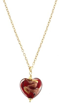Venetiaurum - Halskette mit rotem 12mm Herz aus originalem Muranoglas und 925er Silber - Schmuck “Made in Italy” zertifiziert