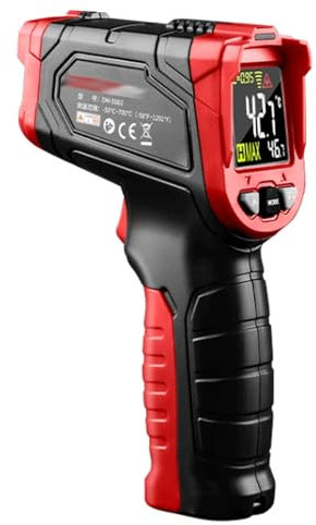 KRILLIQ Non-Contact Digital Temperature Gun Handheld IR Thermometer Temp Detector with Sound and Light Alarm for Industrial Cooking