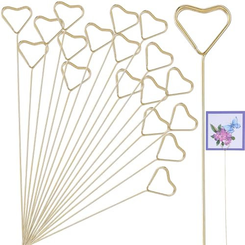 Mabor Goldene Blume Kartenhalter Sticks Tischkartenhalter Hochzeit Karte Tisch Blumenschmuck Tischdeko Gold Metal Card Picture Holder Pick Geeignet Für Hochzeit Party Geburtstag 20 Stück