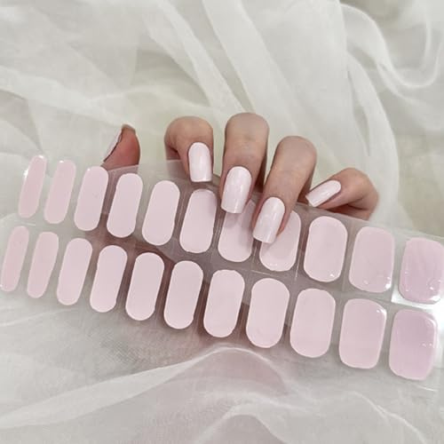Ceboic 22Pcs UV Gel Nagelfolie, Halbgehärtete Nagellack Aufkleber, Rein Farbe Nagellackstreifen zum Aufkleben, Langanhaltende UV Härtende Nagelfolien für Frauen Mädchen - Baby Rosa