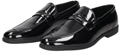 Scarpa da Uomo in Vernice Nick di Colore Nero, Scarpe in Vernice, Scarpe da Sera, Scarpe da Ballo, Scarpe Eleganti, Mocassini in Vernice, Nick 47 EU Nero