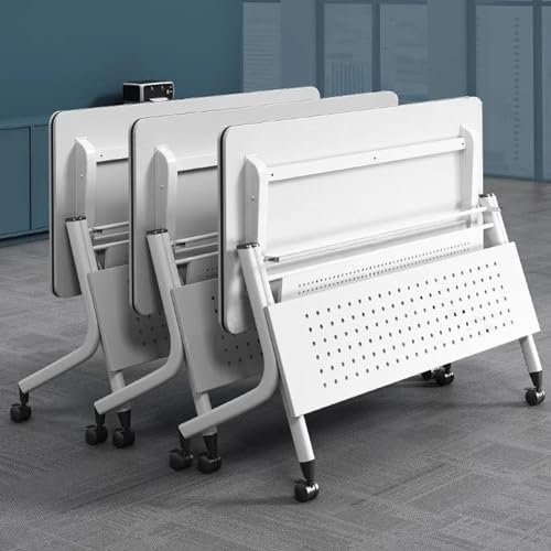 Snaweo Klappbarer Mobiler Trainingstisch, Mobiler Schulungstisch, Klappbarer Konferenztisch mit Leisen Lenkrollen, Stahlleitblech und Aufbewahrungsschicht, for Büroschulungsräume (Color : 3pcs, Size