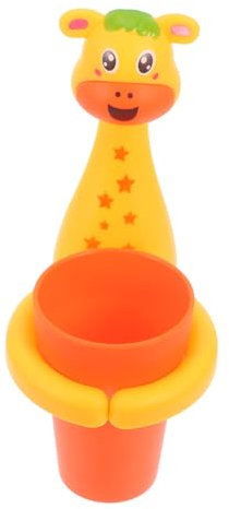 RORPOIR Portacepillos De Dientes Para Niños Vaso Desmontable, Soporte De Pared Sin Clavos, Plástico Resistente, Diseño De Jirafa Amarillo, Adecuado Para Baño Infantil, Fácil Instalación y Organización