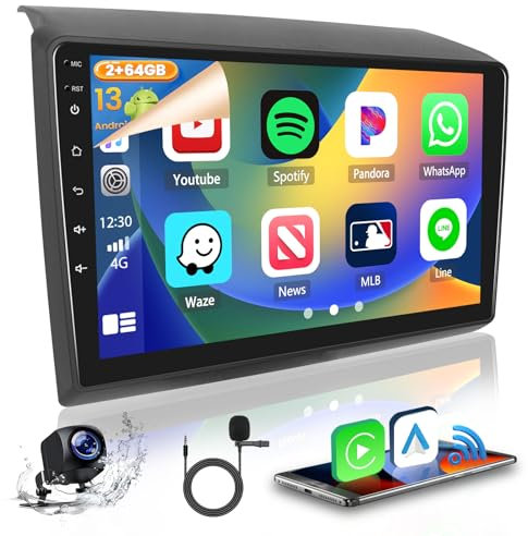 Hikity 2+64G Android 15 Autoradio für FIAT DUCATO 2010/Citroen Jumper/Peugeot Boxer Radio Wireless CarPlay Android Auto Bluetooth 9 Zoll Bildschrim mit Navi Rückfahrkamera WiFi FM RDS GPS SWC EQ