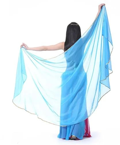 LPHFDCS Velo Para La Danza Del Vientre, 1 Pieza De Velo De Gasa Para Mujer, Traje De Baile, Chal De Gasa, 250 X 120 Cm, Seda, Sky Blue
