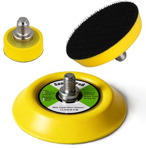 MOGRQAP 3 Pezzi Platorello 25/50/75mm per Lucidatrici - con filettatura M8 | piastre abrasive per trapano/Lucidatrici, Platorello di supporto con Gancio e Passante per carta vetrata eccentrica