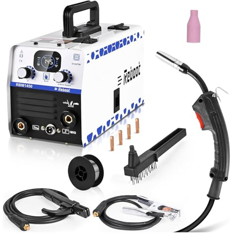 3-in-1 Multi-Process Welder for Home Auto Repair, Reboot 145A Gasless MIG Flux Core, Lift TIG & ARC Stick, 240V IGBT Portable Welding Machine for Steel/Stainless Steel DIY
