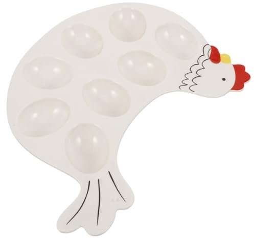 FELTECHELECTR Eierhalter Aus Keramik Für Gefüllte Eier Osterteller Zum Servieren Von Deviled Eggs Rutschfester Eierablage Für Kühlschrank Und Restaurant Wiederverwendbar Und Leicht Zu