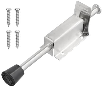 Türstopper Türfeststeller Türhalter mit Fußbedienung Edelstahl Türanschlag Stopper mit Gummipuffer Schrauben Türhalter Metall Door Stopper für Innen und Außen Tür Balkontür, 200mm