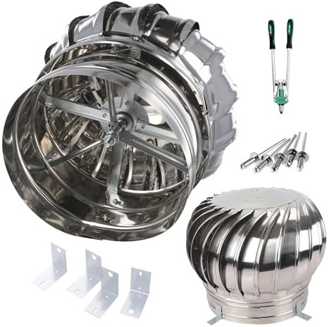 30/35/40/45 Cm Sombrero Extractor De Humo, Tapas De Chimenea De Techo De Acero Inoxidable 201, Sombrerete De Chimenea Giratorio Con Accesorios, Protección Contra La Lluvia(30 cm/11.8 in)