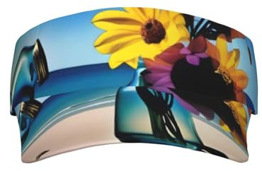 PHAYAH Vase en verre avec motif floral pour femme, visière réglable, protection UV, casquette de baseball vide pour l'été, le sport en plein air, la plage, noir, noir, Taille unique