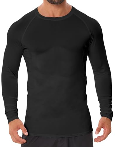 Donason Kompressionsshirt Herren Langarm Sportshirt Atmungsaktiv Schnelltrocknendes Tight Fit Body Shaper Funktionsshirt Training Jogging Workout Laufshirt für Running Fußball Outdoor Sport Männer