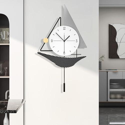 GSWBO Moderno Orologio da Parete, Grande Orologio da Muro Silenzioso, Creativo Orologio da Parete on Pendolo Decorativo Grande, per Soggiorno Camera da letto Ufficio Cucina. (M-40 * 70CM)